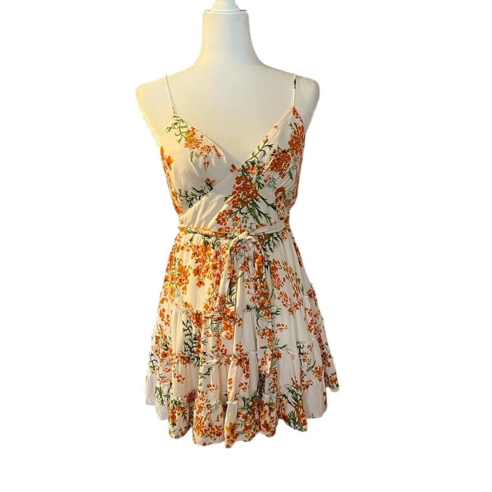 One and Only Collective Orange & Green Floral Mini Dress Size Medium